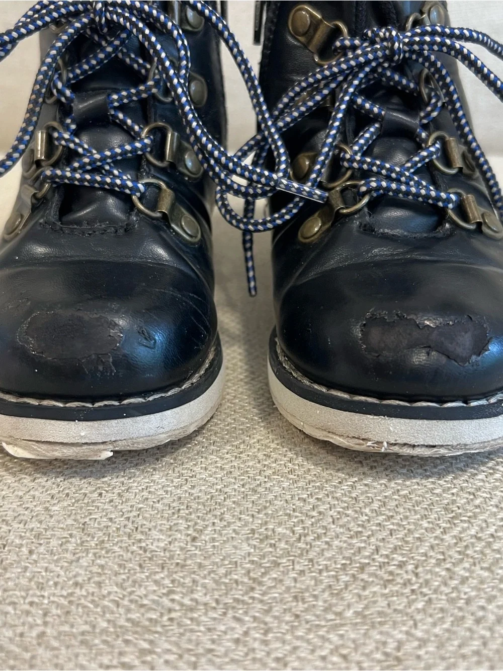Baby Gap Size 9 Toddler Black Hiker Boots Lace Up Side Zip Play Condition